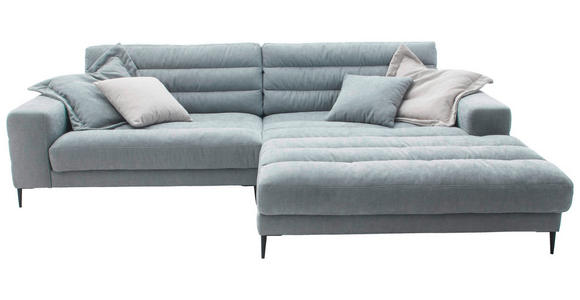 ECKSOFA Badia Hellblau Flachgewebe  - Schwarz/Hellblau, Design, Textil/Metall (296/207cm) - Dieter Knoll