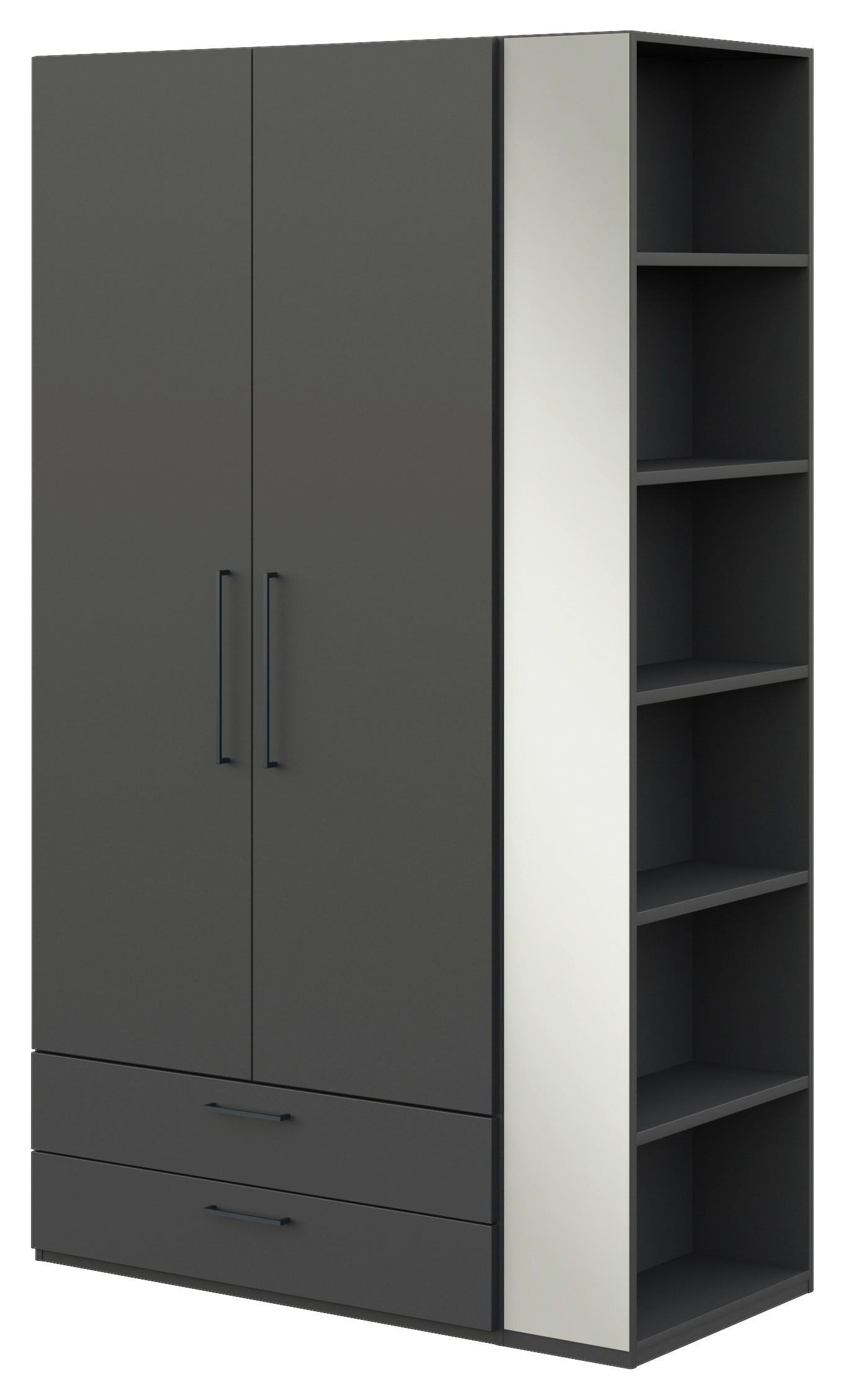 KLEIDERSCHRANK 2-türig Anthrazit, Graphitfarben  - Anthrazit/Graphitfarben, Design, Holzwerkstoff/Metall (126,3/213,6/59,3cm) - Cantus