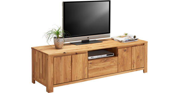 TV-ELEMENT Wildeiche, Kerneiche massiv Eichefarben - Eichefarben, KONVENTIONELL, Holz (165,1/47,5/47cm) - Linea Natura
