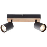 LED-DECKENSTRAHLER - Schwarz/Kieferfarben, Basics, Holz/Metall (24/15,3/8cm) - Brilliant