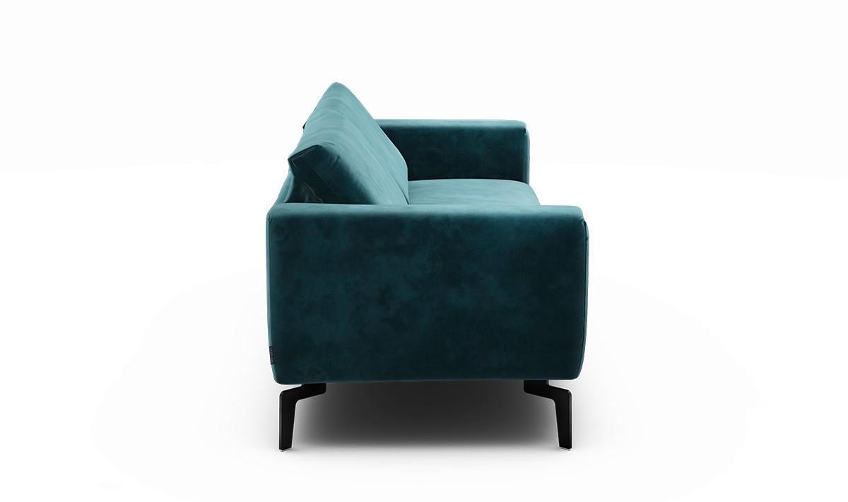 2,5-SITZER in Samt Blau  - Blau/Schwarz, Design, Textil/Metall (220/86/86-94cm) - SENSOO