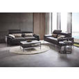 2-SITZER-SOFA Braun Echtleder  - Schwarz/Braun, Design, Leder/Metall (203/86-103/104cm) - Novel