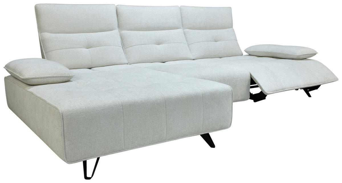 ECKSOFA Creme Chenille  - Creme/Schwarz, Design, Kunststoff/Textil (162/314cm) - Livetastic