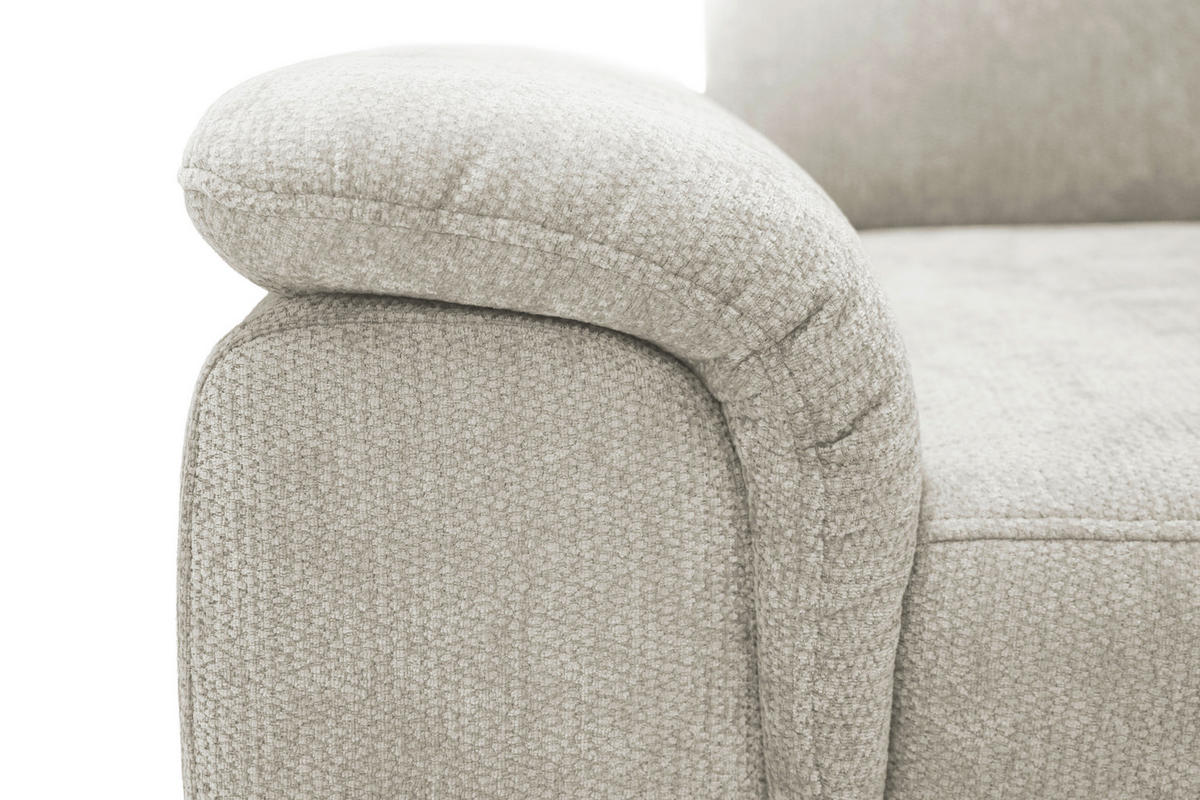 ECKSOFA Naturfarben Chenille Bettkasten, Schlaffunktion, Rücken echt, Kopfteilverstellung, Liegefläche im Originalstoff  - Schwarz/Naturfarben, KONVENTIONELL, Textil/Metall (265/206cm) - Carryhome