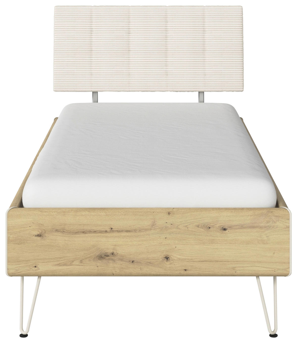 BETT 90/200 cm  in Eiche Artisan  - Champagner/Eiche Artisan, Design, Textil/Metall (90/200cm) - Carryhome