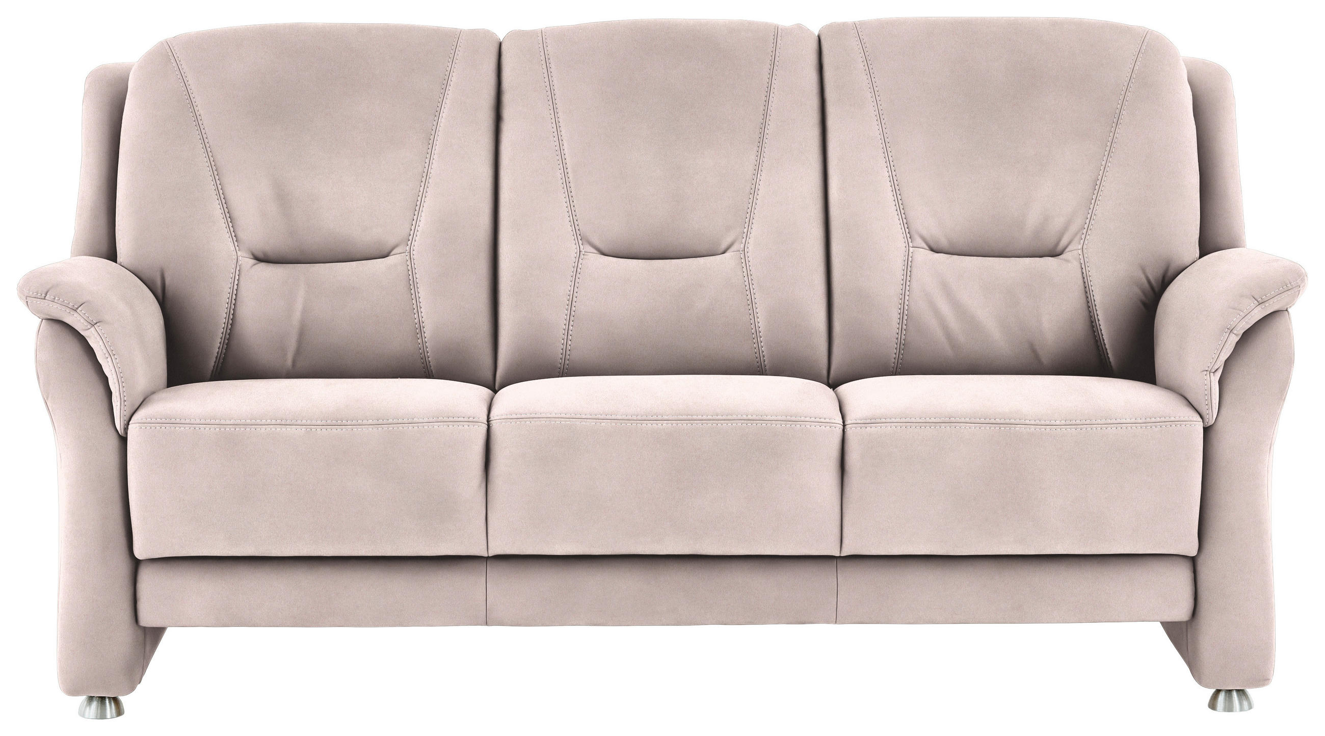 3-SITZER-SOFA in Mikrofaser Rosa  - Beige/Alufarben, Konventionell, Textil/Metall (198/100/89cm) - Beldomo Comfort