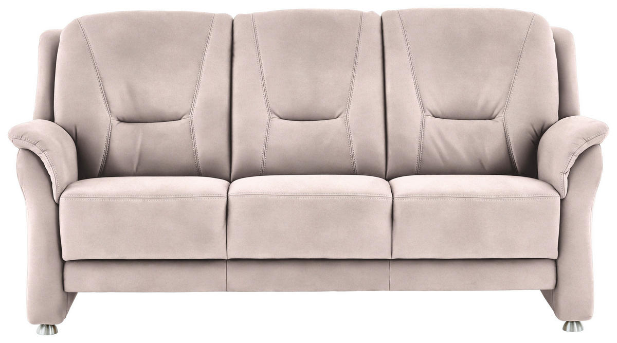 3-SITZER-SOFA in Mikrofaser Rosa  - Beige/Alufarben, Konventionell, Textil/Metall (198/100/89cm) - Beldomo Comfort