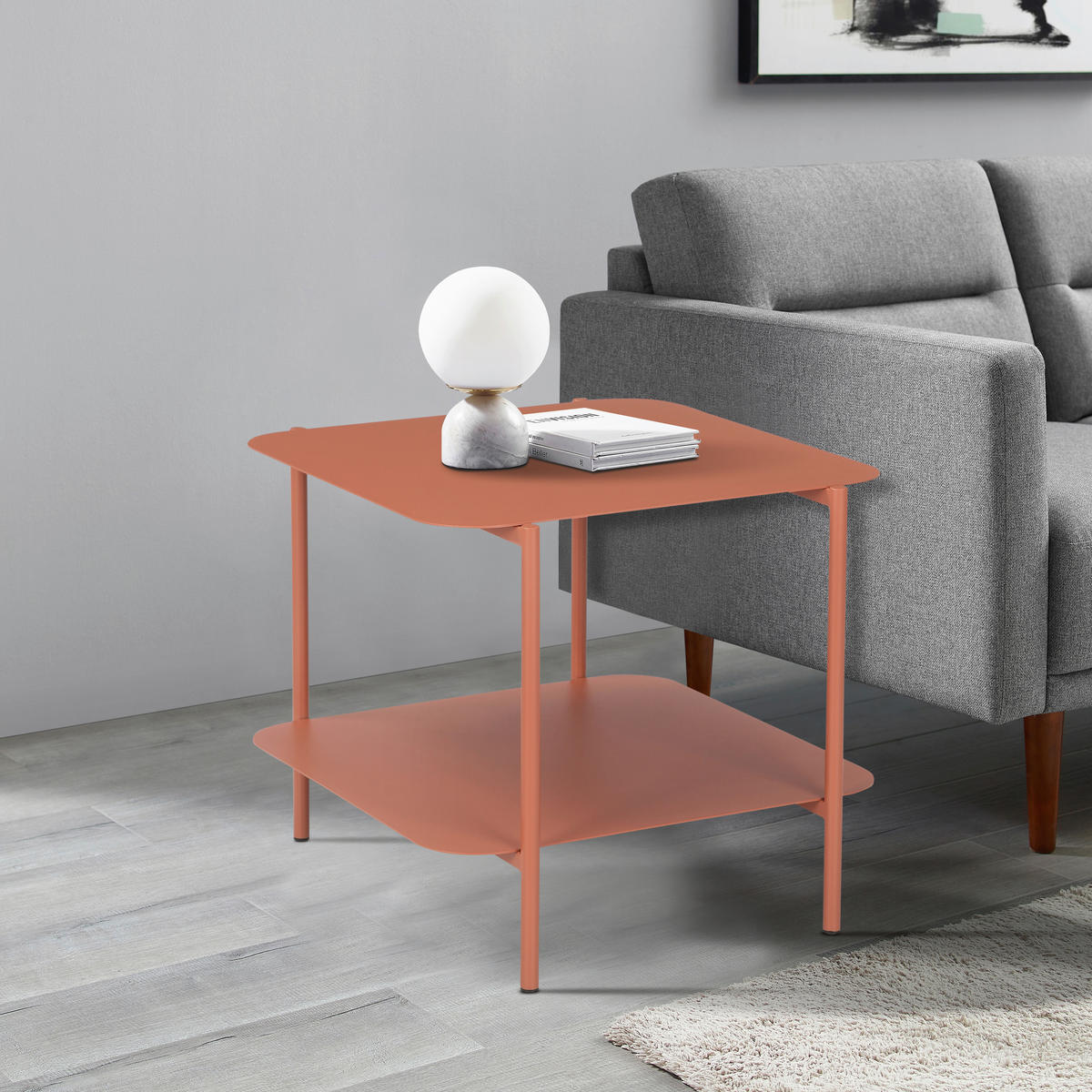 BEISTELLTISCH 48,4/45/40 cm Terracotta quadratisch  - Terracotta, Design, Metall (48,4/45/40cm) - Carryhome