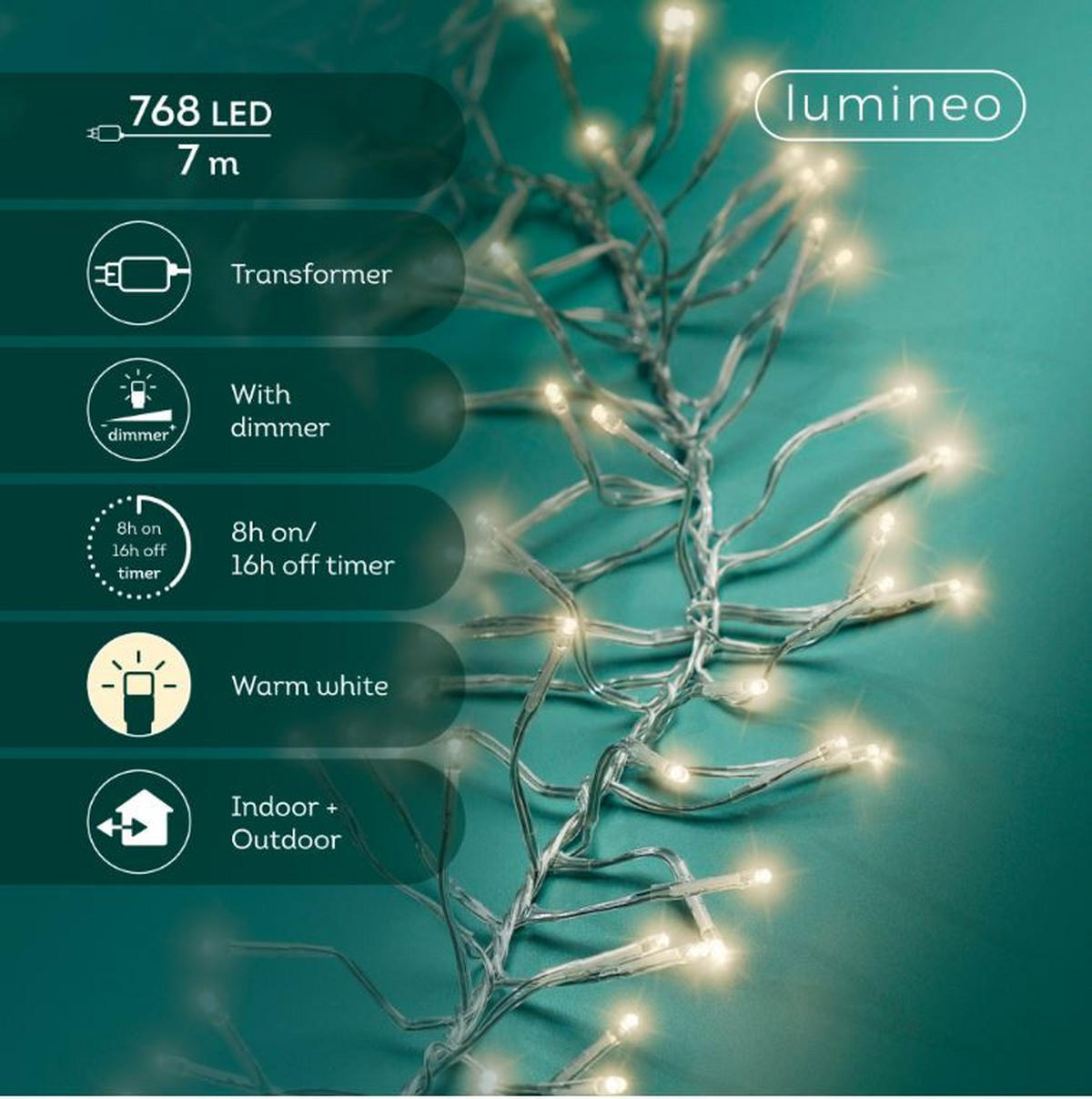 SVJETLOSNA GIRLANDA  - prozirno, Basics, metal/plastika (700cm) - X-Mas