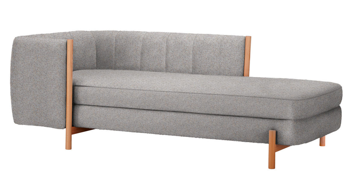 RÉCAMIERE in Plüsch Blaugrau  - Blaugrau/Naturfarben, Design, Holz/Textil (216/90/109cm) - Niels Andersson