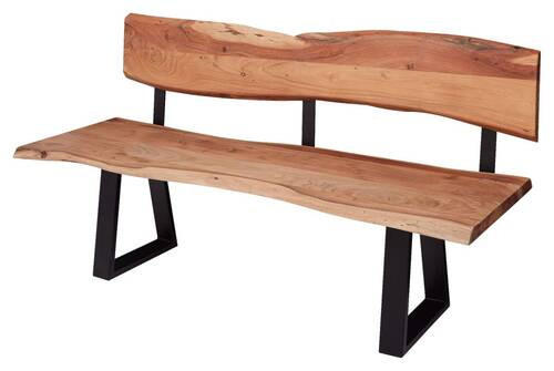 SITZBANK 160/83,5/60 cm Akaziefarben Akazie massiv Metall  - Schwarz/Akaziefarben, MODERN, Holz/Metall (160/83,5/60cm) - MID.YOU