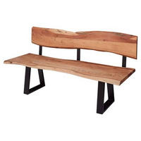 SITZBANK 160/83,5/60 cm Akaziefarben Akazie massiv Metall  - Schwarz/Akaziefarben, MODERN, Holz/Metall (160/83,5/60cm) - MID.YOU