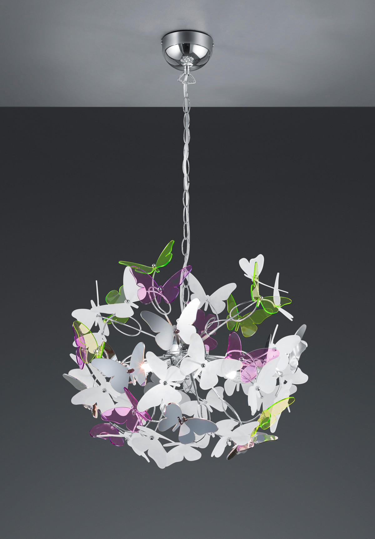 KINDERHÄNGELEUCHTE - Chromfarben/Weiss, Design, Kunststoff/Metall (50/150cm)