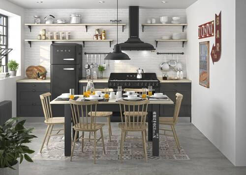 ESSTISCH Schwarz, Eichefarben rechteckig  ausziehbar  - Eichefarben/Schwarz, MODERN, Holzwerkstoff (136/80/78cm) - MID.YOU