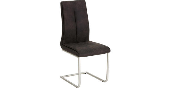SCHWINGSTUHL Velours, Mikrofaser Anthrazit, Edelstahlfarben - Edelstahlfarben/Anthrazit, Design, Textil/Metall (46/104/53cm) - Dieter Knoll