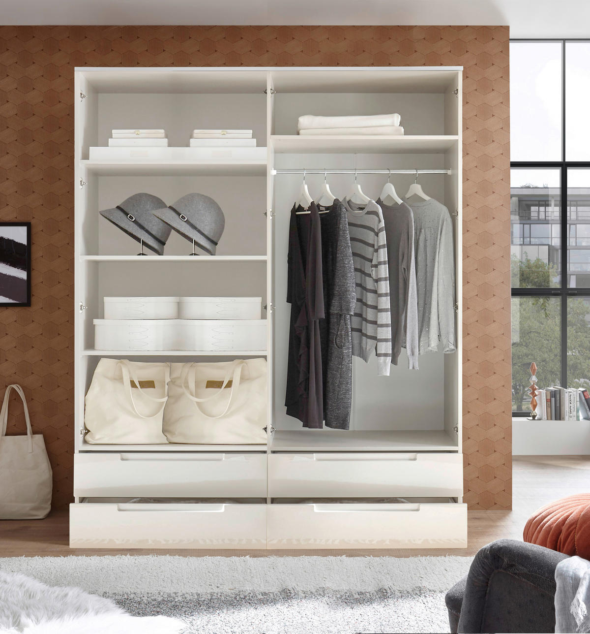 DREHTÜRENSCHRANK in Weiss  - Weiss, Modern, Holzwerkstoff (160/208/57cm) - MID.YOU