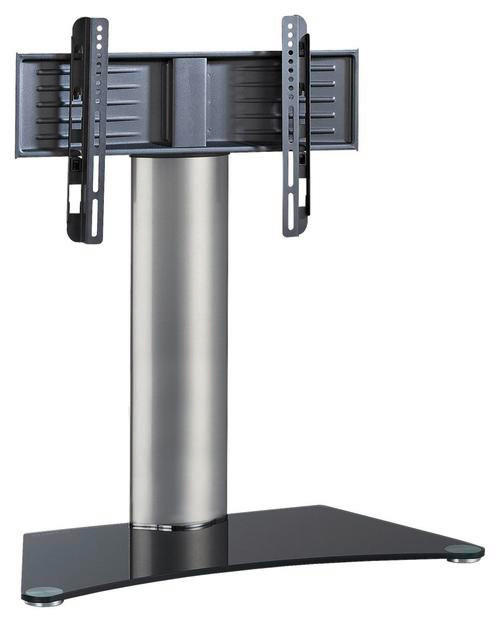 TV-RACK Metall, Glas Schwarz, Silberfarben  - Silberfarben/Schwarz, KONVENTIONELL, Glas/Metall (80/74/40cm) - MID.YOU