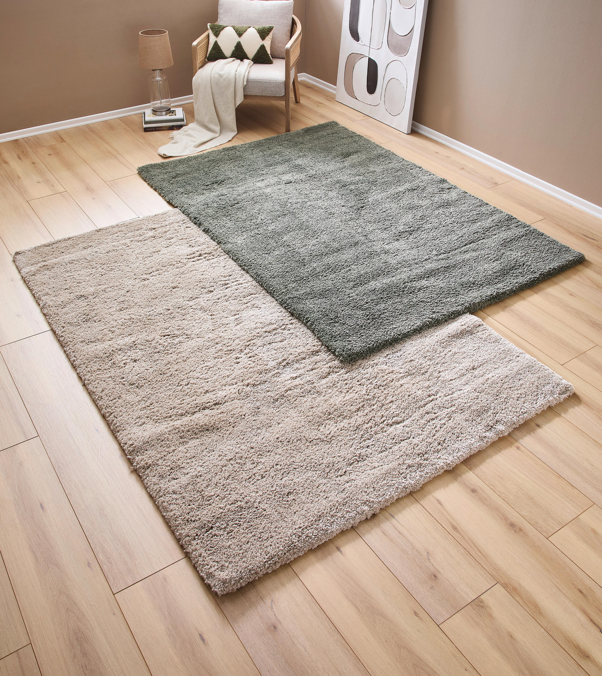 Thumbnail - Novel Hochflorteppich, Grün, Textil, rechteckig, 70x140 cm, Oeko-Tex® Standard 100, Teppiche & Böden, Teppiche, Hochflor...