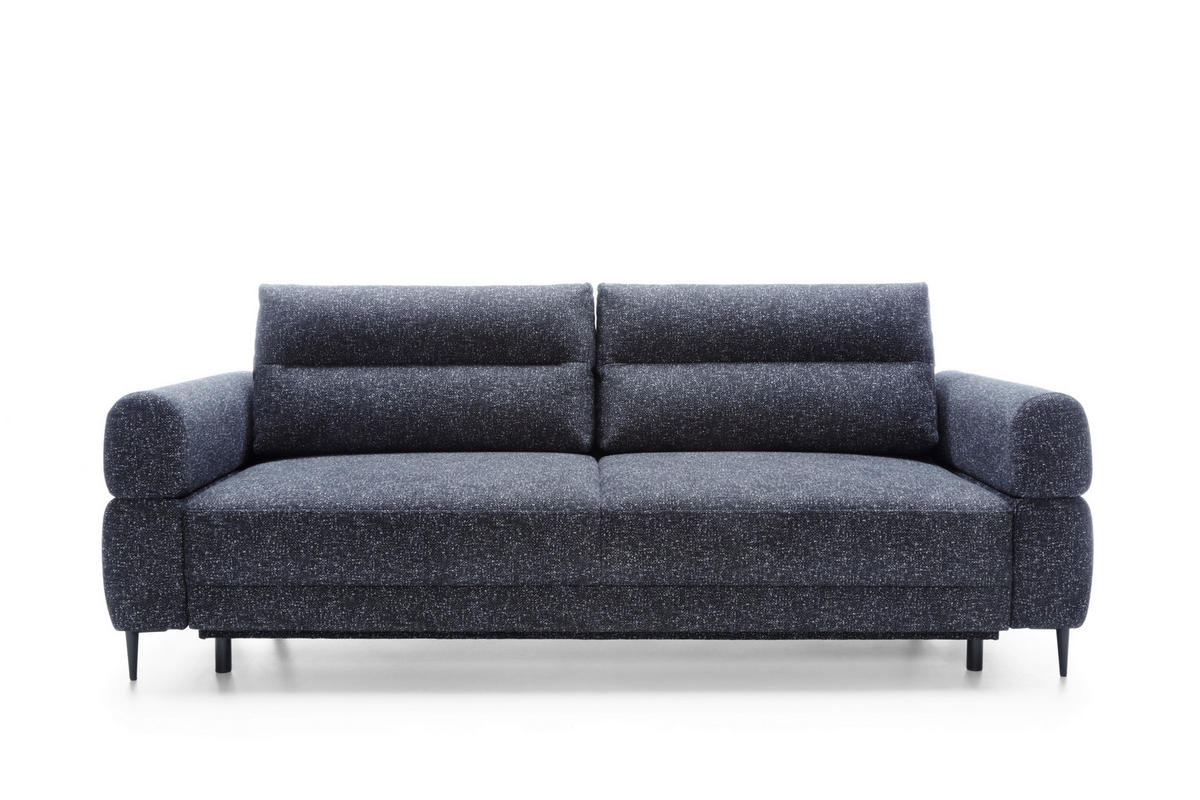 SCHLAFSOFA Nordic in Velours Blau  - Blau/Schwarz, Basics, Textil/Metall (232/94/102cm) - Livetastic