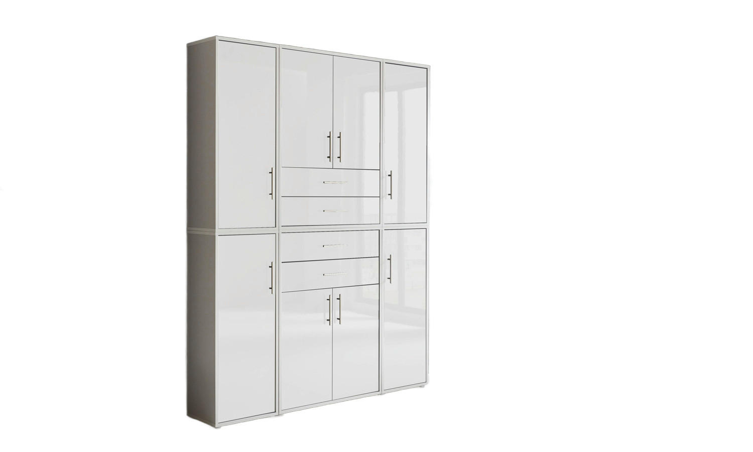 Mid.you Aktenschrank Grau, Weiß Hochglanz 172.6x227.2x33 cm