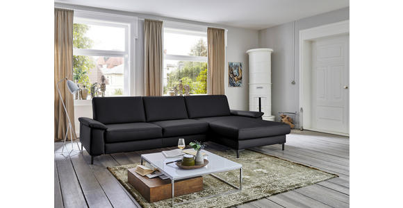 ECKSOFA in Echtleder Anthrazit  - Anthrazit/Schwarz, Design, Leder/Metall (334/176cm) - Dieter Knoll