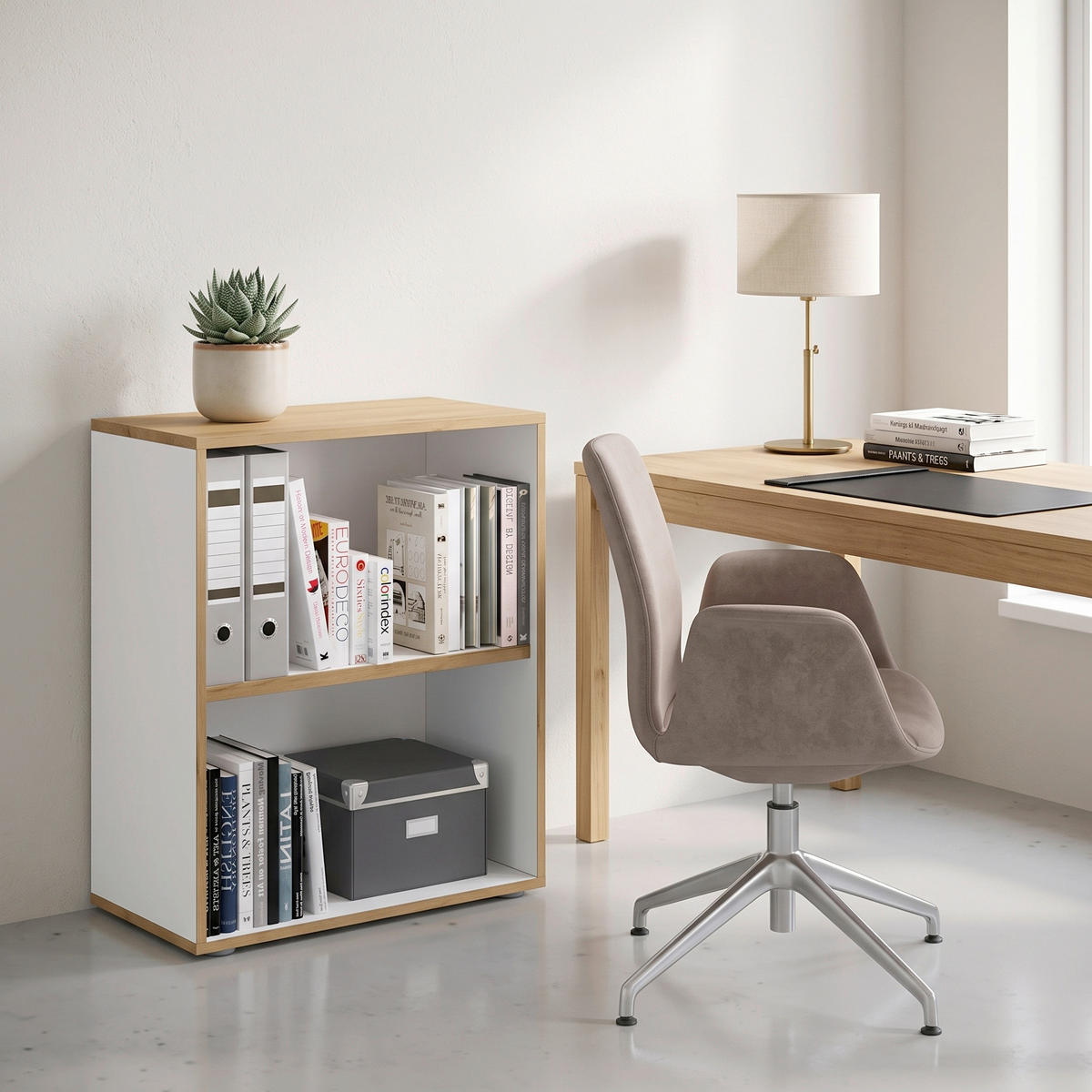 REGAL ZA DOKUMENTE  bijela, hrast medunac  - bijela/hrast medunac, Design, drvni materijal/plastika (60/74/33cm) - P & B