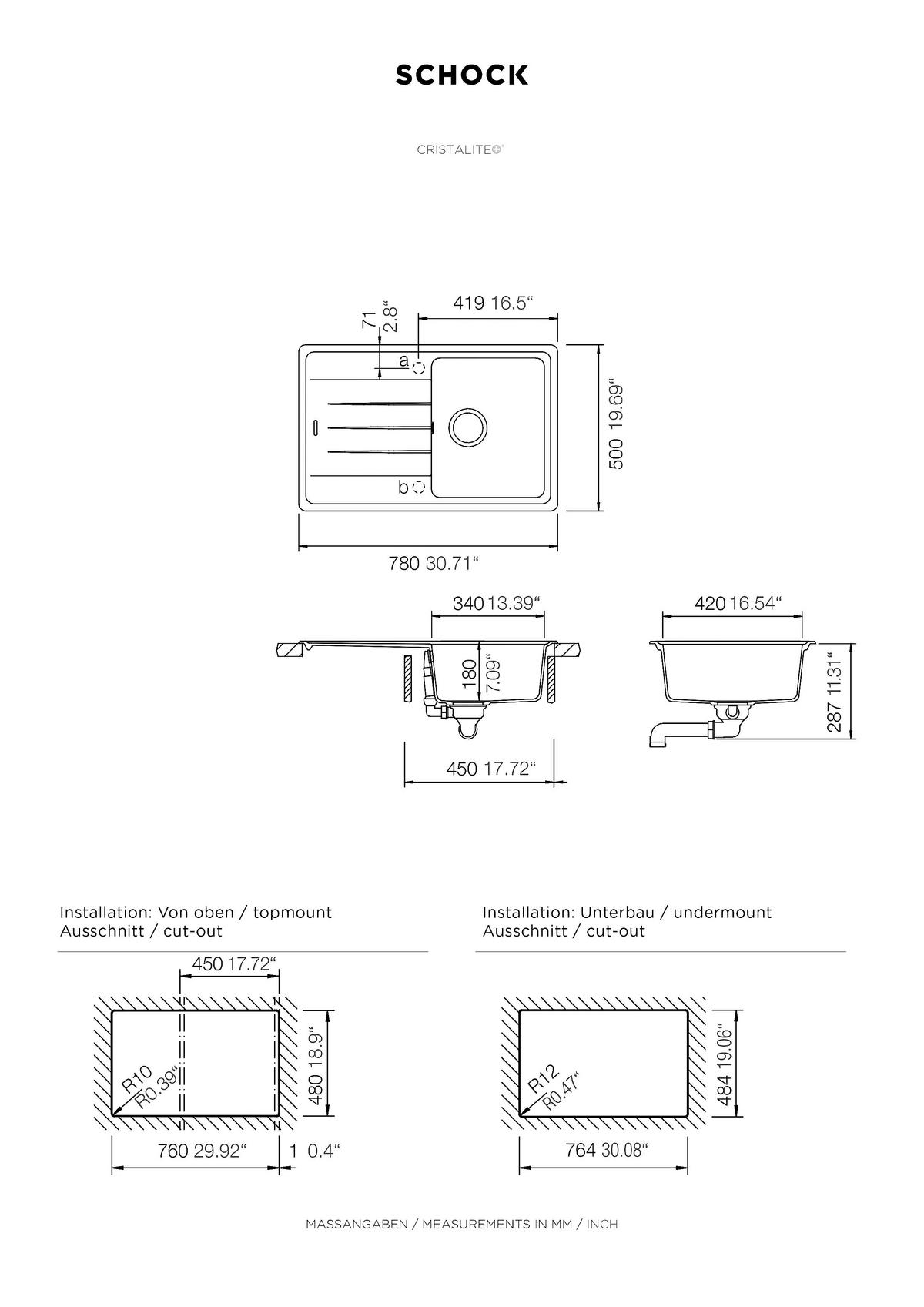 SPÜLE 1725COLUMBIA78X50G  - Grau, Trend, Stein (78/18,5/50cm) - Respekta