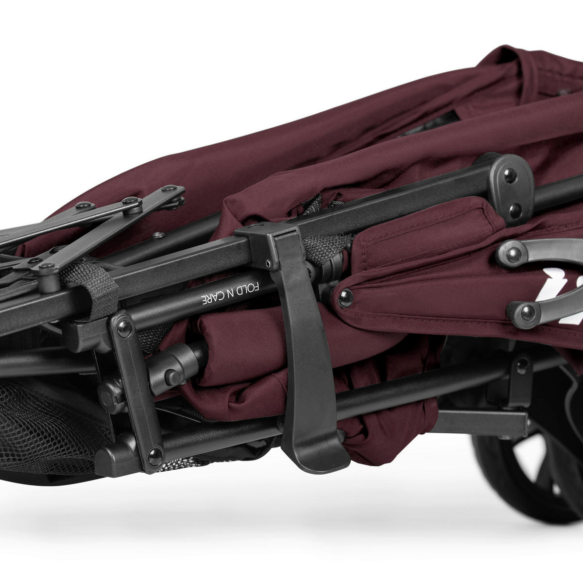 BUGGY Fold N Care  - Beere/Schwarz, Basics, Metall (87/47/107cm) - Hauck