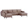 WOHNLANDSCHAFT Rosa Chenille  - Schwarz/Rosa, KONVENTIONELL, Textil/Metall (188/340/160cm) - Xora