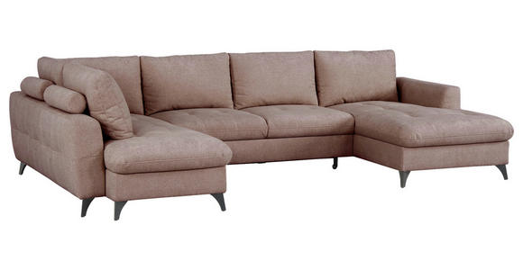 WOHNLANDSCHAFT Rosa Chenille  - Schwarz/Rosa, KONVENTIONELL, Textil/Metall (188/340/160cm) - Xora