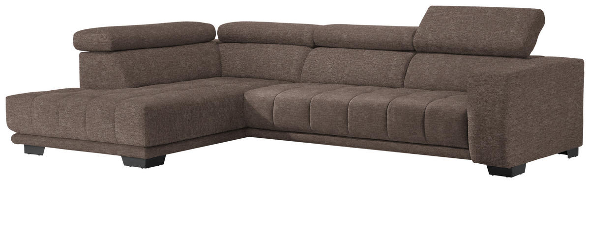 ECKSOFA in Mikrofaser Hellbraun  - Hellbraun/Schwarz, Design, Textil/Metall (207/301cm) - Xora