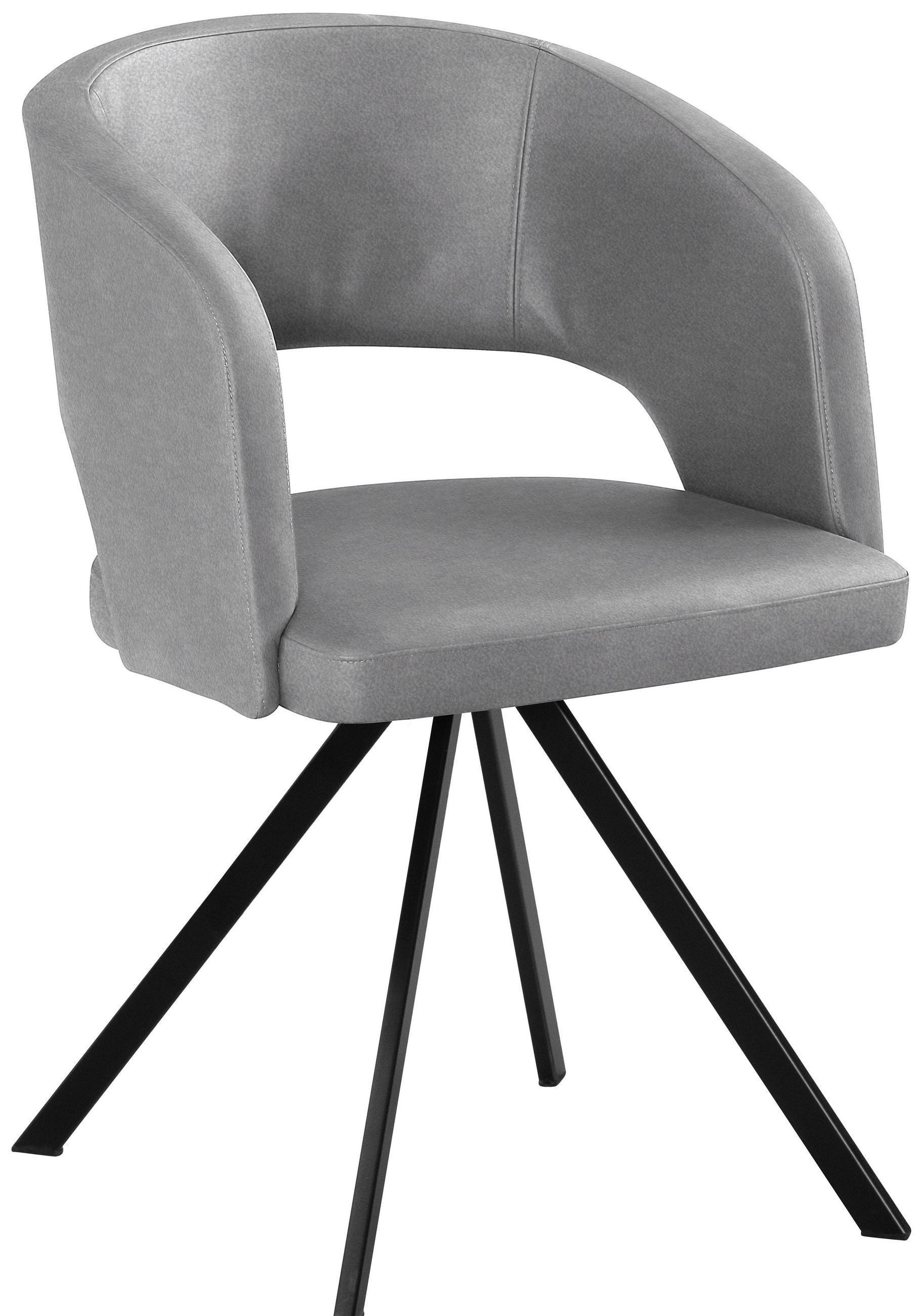 ARMLEHNSTUHL Stahl Mikrofaser, Lederlook (vegan)  - Hellgrau/Schwarz, Konventionell, Textil/Metall (56/84/59cm) - Moderano