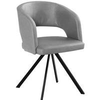 ARMLEHNSTUHL Stahl Mikrofaser, Lederlook (vegan)  - Hellgrau/Schwarz, Konventionell, Textil/Metall (56/84/59cm) - Moderano