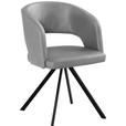 ARMLEHNSTUHL  Stoffauswahl, Typenauswahl, inklusive Armlehnen Mikrofaser, Lederlook (vegan)  - Hellgrau/Schwarz, KONVENTIONELL, Textil/Metall (56/84/59cm) - Moderano