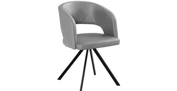 ARMLEHNSTUHL  Stoffauswahl, Typenauswahl, inklusive Armlehnen Mikrofaser, Lederlook (vegan)  - Hellgrau/Schwarz, KONVENTIONELL, Textil/Metall (56/84/59cm) - Moderano