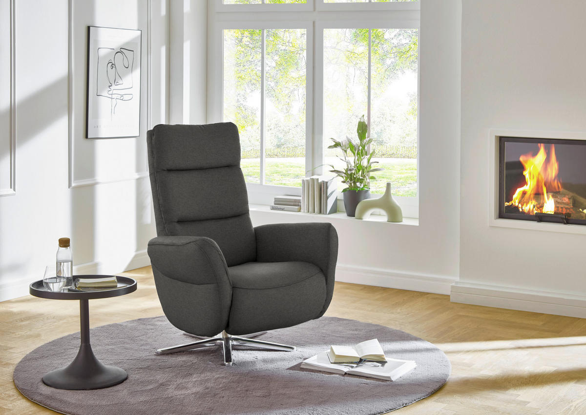 RELAXSESSEL Textil Grau  - Chromfarben/Grau, Design, Textil/Metall (78/113/83cm) - Beldomo Speed