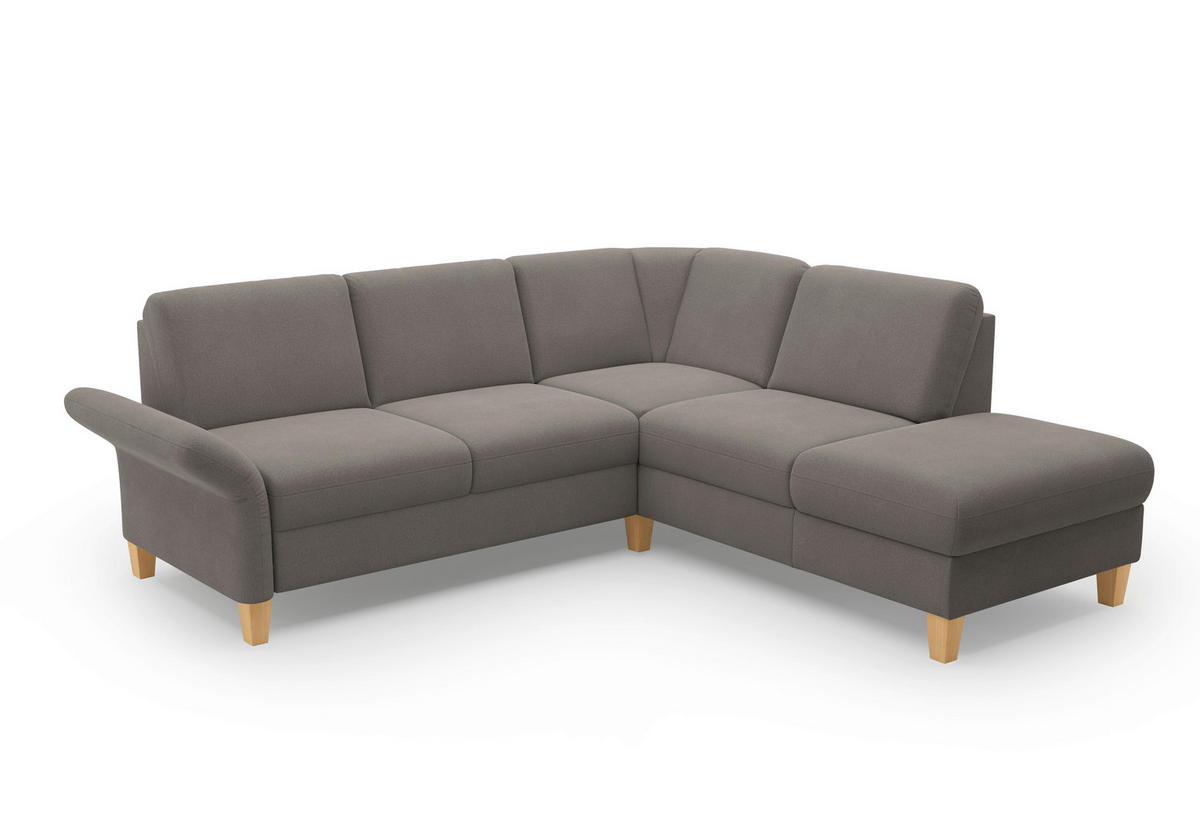 ECKSOFA ROCHELLE E Graphitfarben Flachgewebe  - Eichefarben/Graphitfarben, KONVENTIONELL, Holz/Textil (240/216cm) - Sit & More