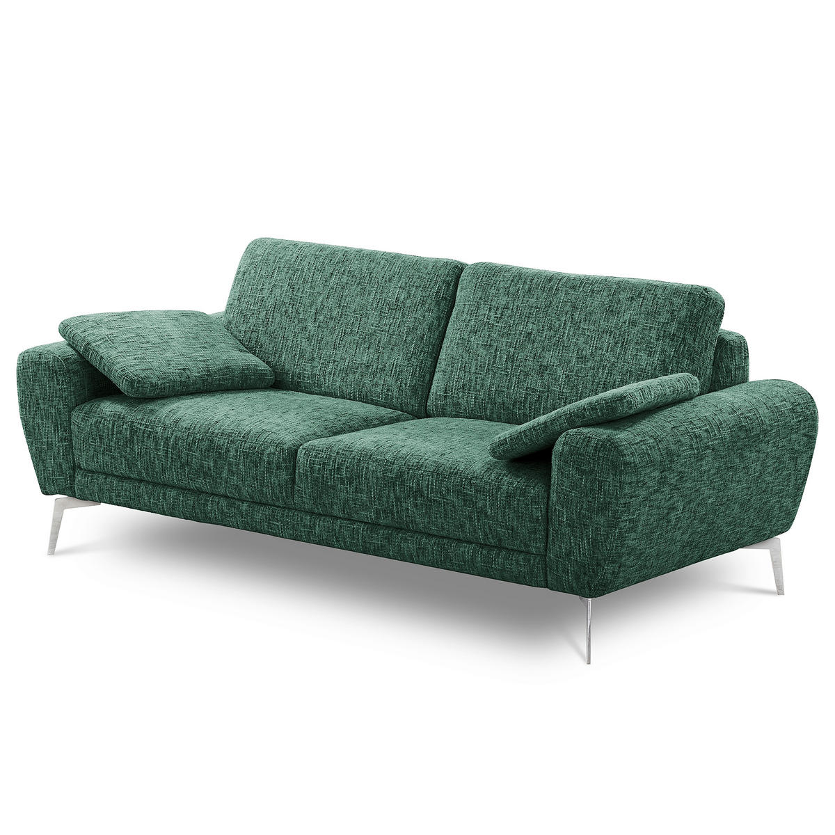 3-SITZER-SOFA SPRING in Webstoff Grün Modern  - Chromfarben/Grün, Design, Textil/Metall (187/85/92cm) - Livetastic