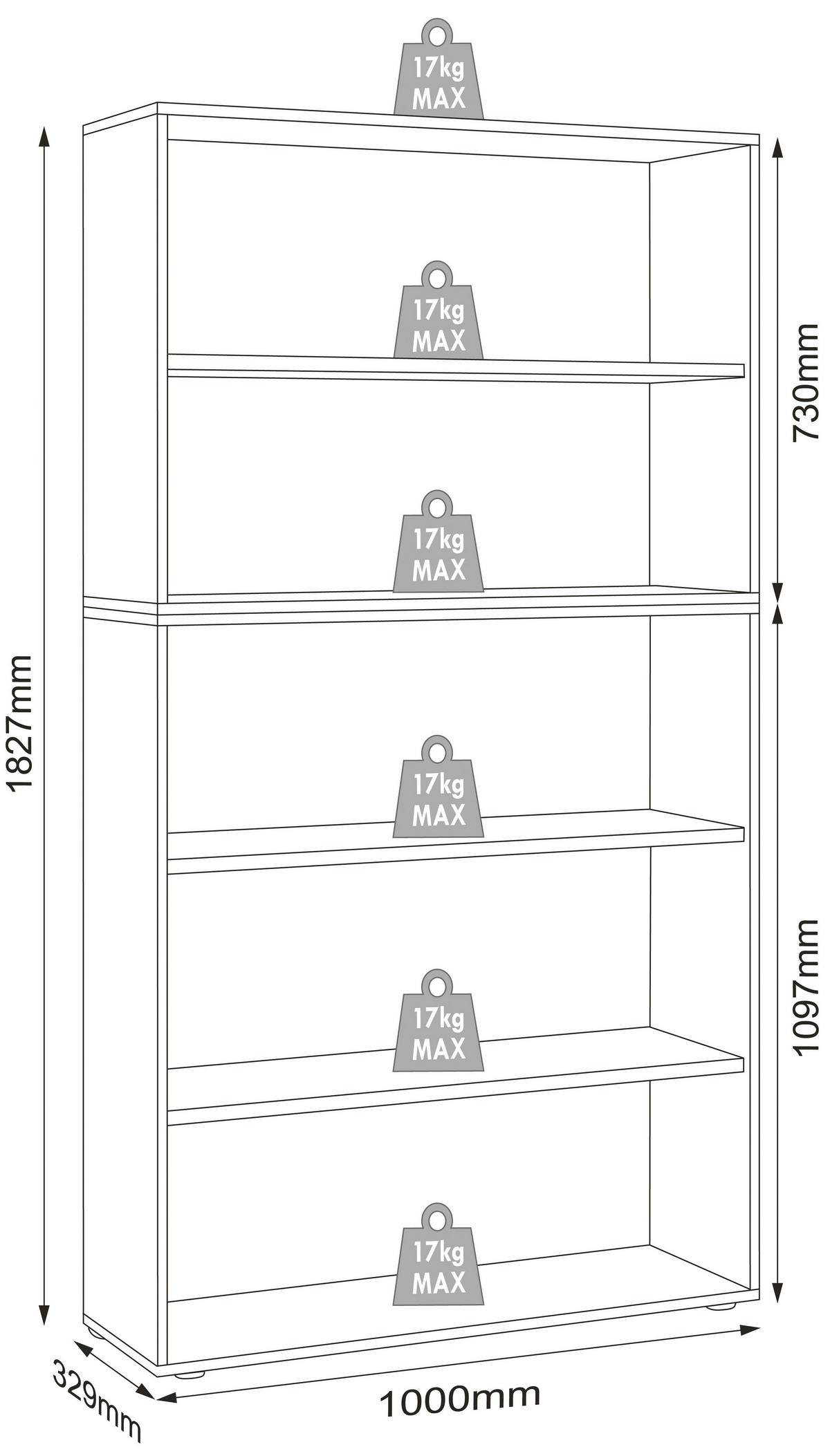IRATTARTÓ POLC - fekete/méztölgy színű, Design, műanyag/faalapú anyag (100/183/33cm) - P & B