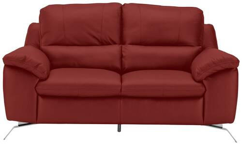 2-SITZER-SOFA Kombination Echtleder/Lederlook Rot  - Silberfarben/Rot, Design, Leder/Metall (174/97/95cm) - Livetastic