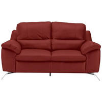 2-SITZER-SOFA in Kombination Echtleder/Lederlook Rot  - Silberfarben/Rot, Design, Leder/Metall (174/97/95cm) - Livetastic