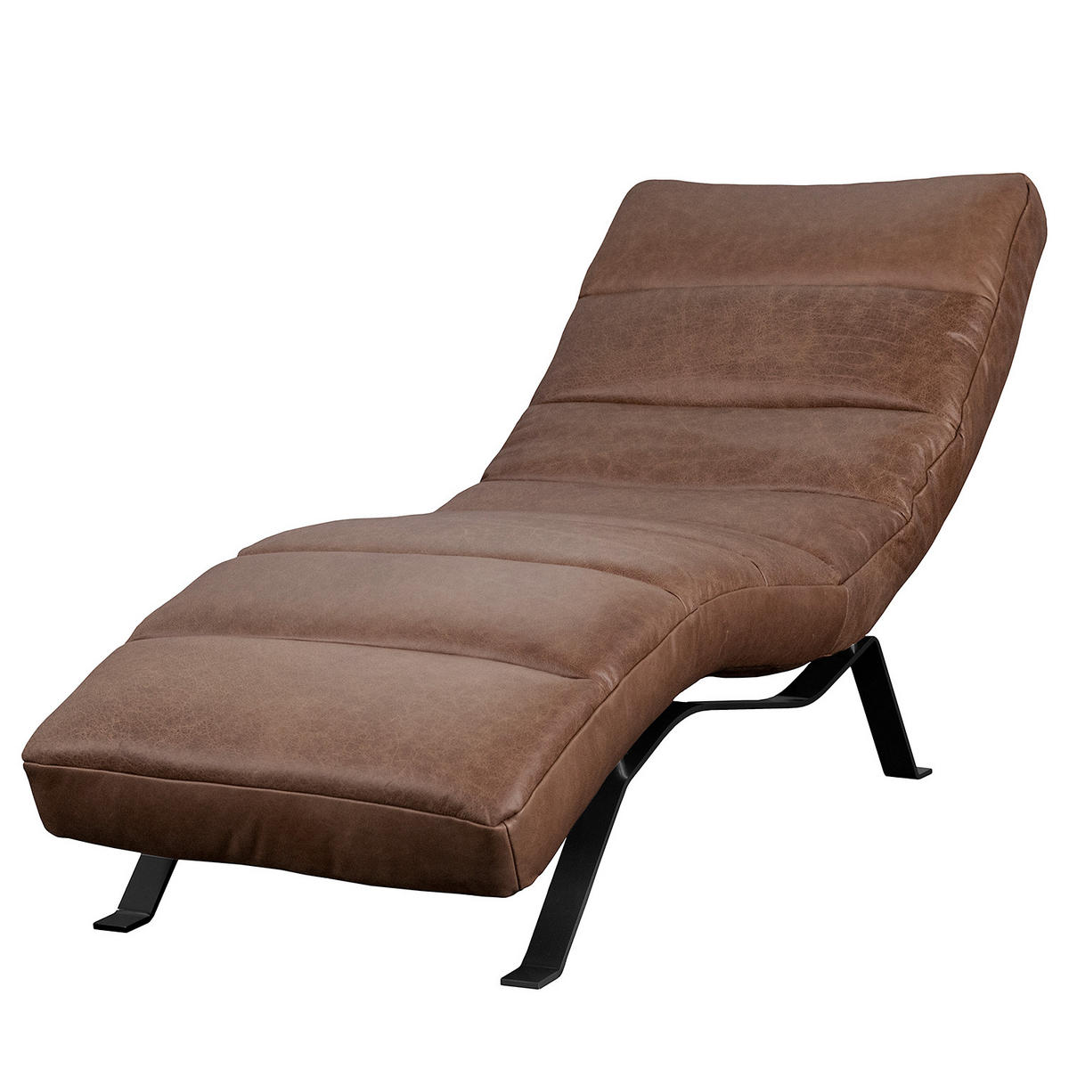 RELAXLIEGE in Echtleder Braun  - Schwarz/Braun, Design, Leder/Metall (65/65-95/171cm) - Livetastic