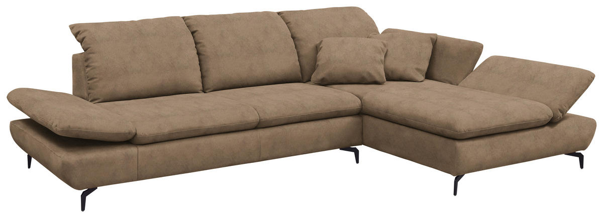 ECKSOFA Olivgrün Flachgewebe  - Schwarz/Olivgrün, Design, Textil/Metall (315/200cm) - Chilliano