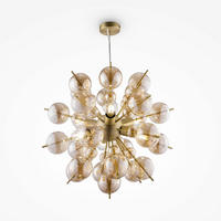 PENDELLAMPA Modern 57.3/54.5 cm  - bärnstensfärgad/mässingsfärgad, Trend, metall/glas (57.3/54.5cm) - MAYTONI