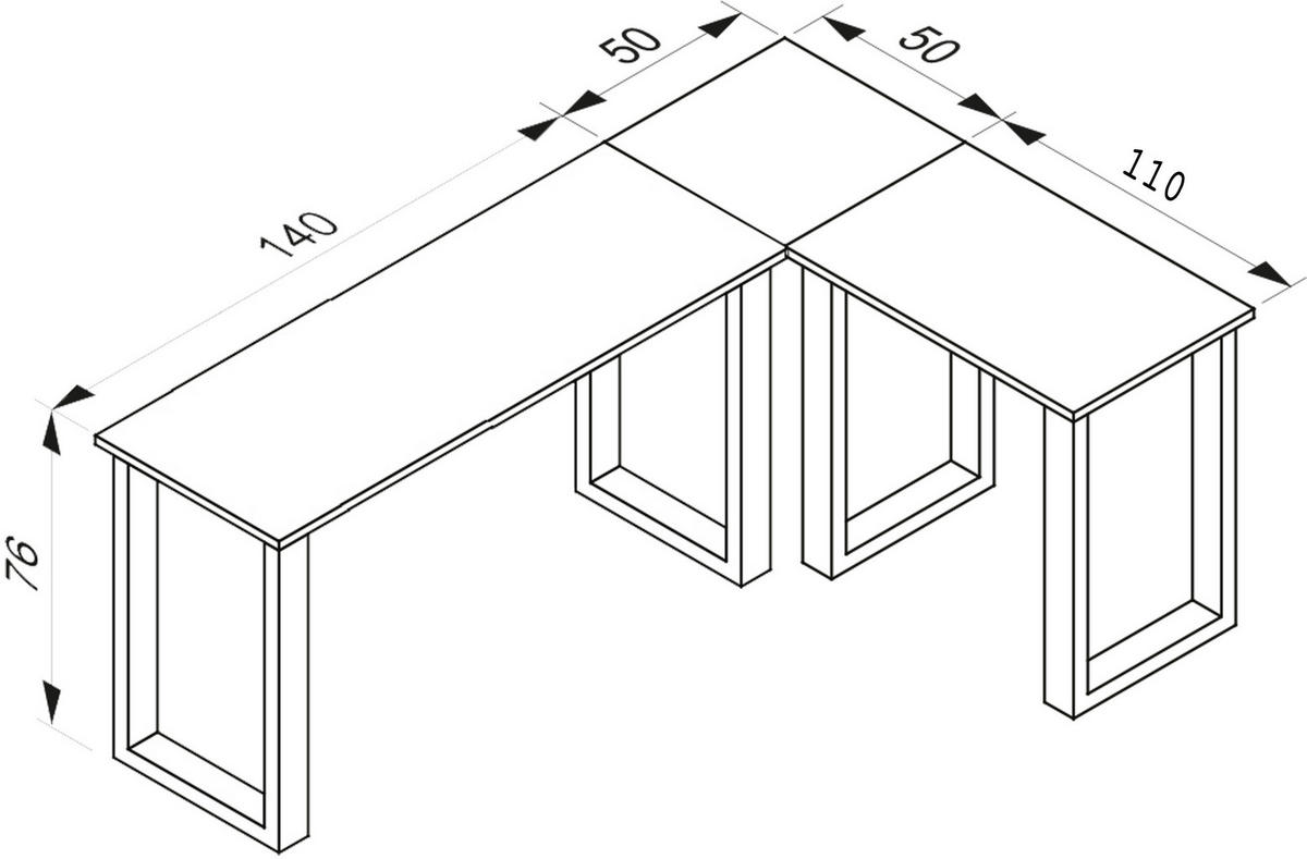 ECKSCHREIBTISCH 190/190/76 cm  in Anthrazit, Silberfarben  - Anthrazit/Silberfarben, Design, Holzwerkstoff/Metall (190/190/76cm) - MID.YOU