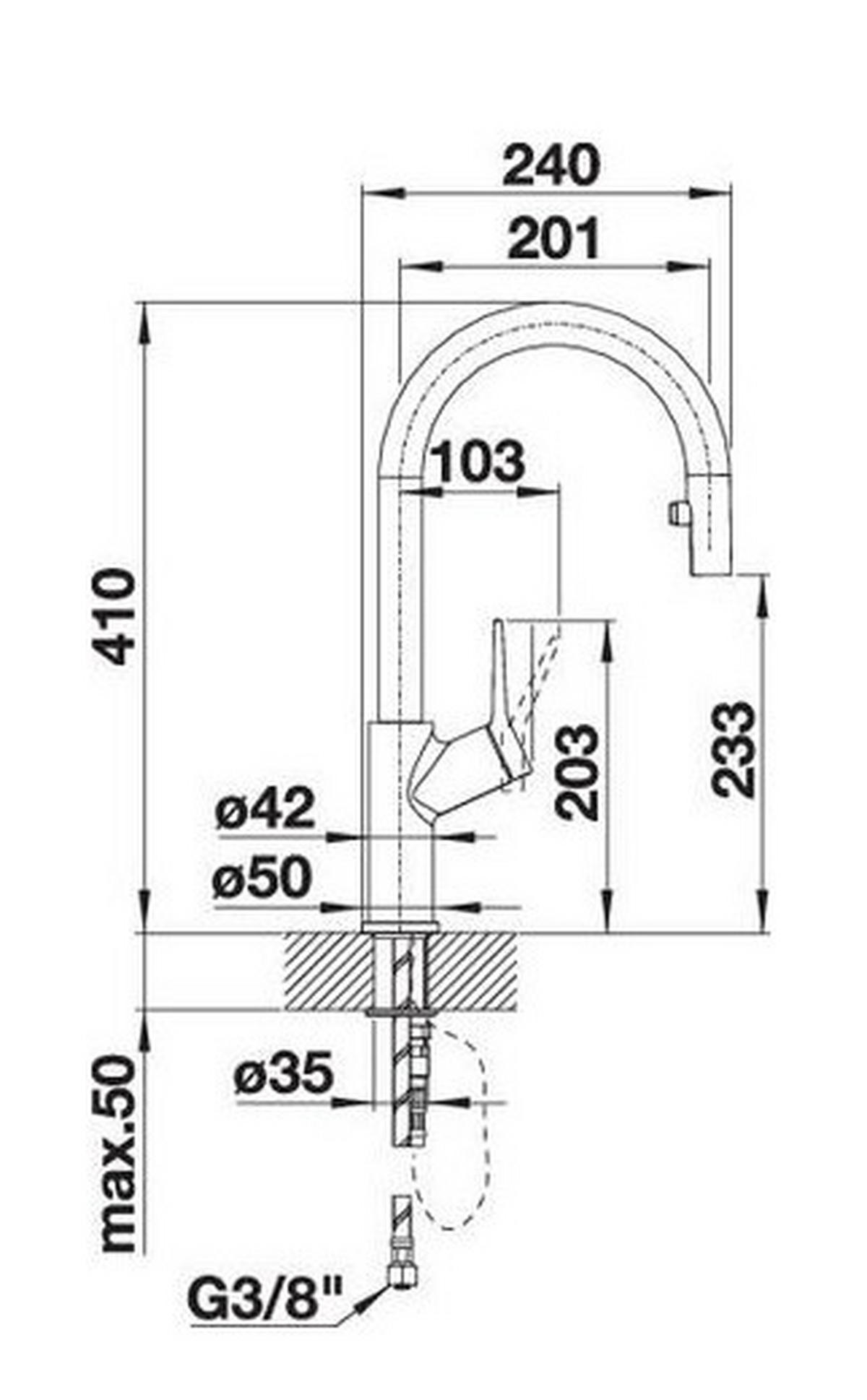 KÜCHENARMATUR 526172  - Chromfarben/Schwarz, Basics, Stein/Metall (11,1/41/24cm) - Blanco
