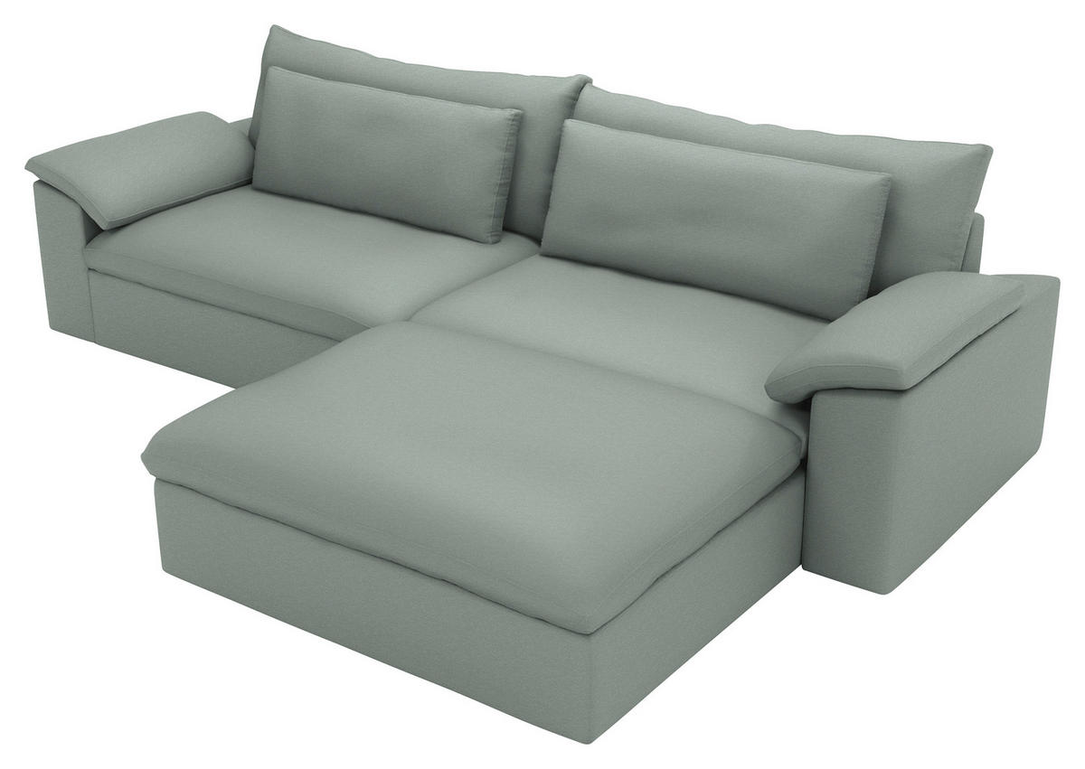 ECKSOFA  Chenille Hellgrau  - Hellgrau/Schwarz, Modern, Kunststoff/Textil (306/198cm) - Carryhome