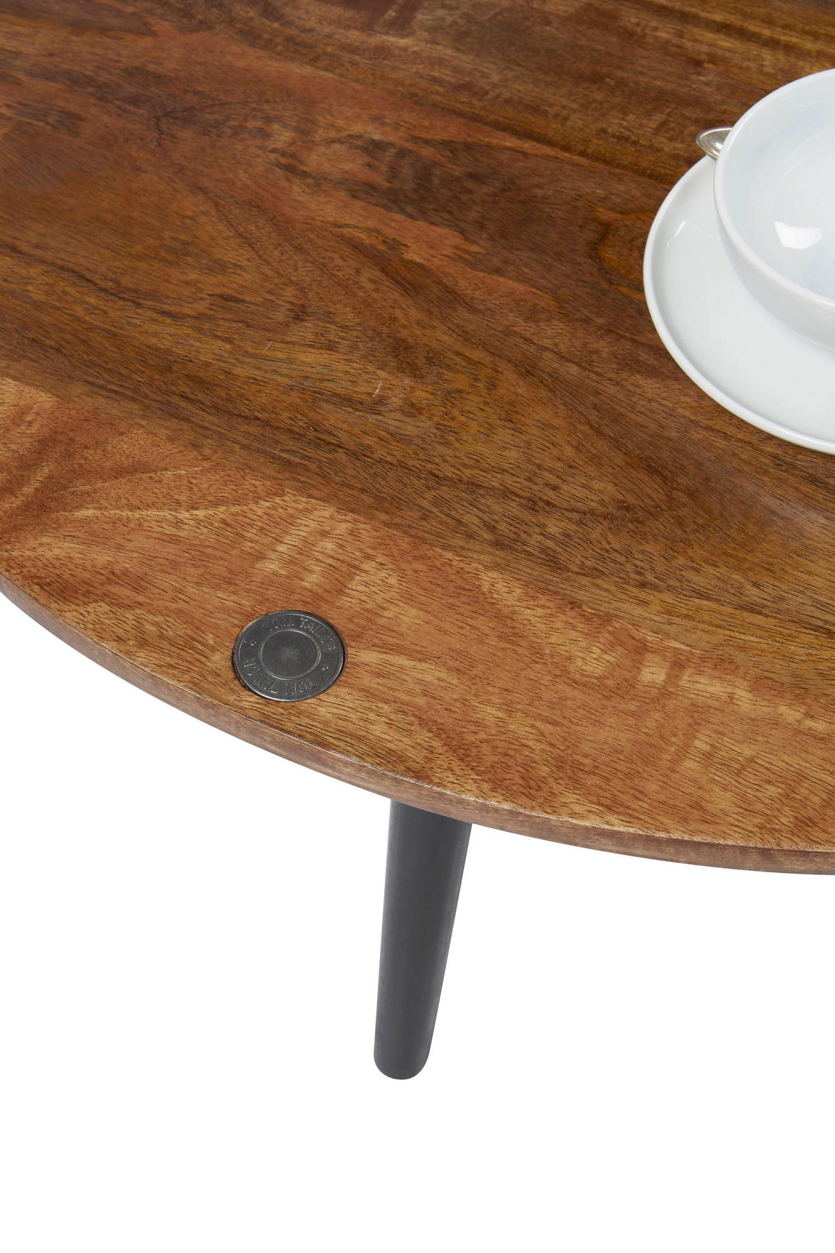 BEISTELLTISCH 50/50/50 cm Mangoholz massiv Braun, Schwarz rund  - Schwarz/Braun, Design, Holz (50/50/50cm) - MID.YOU