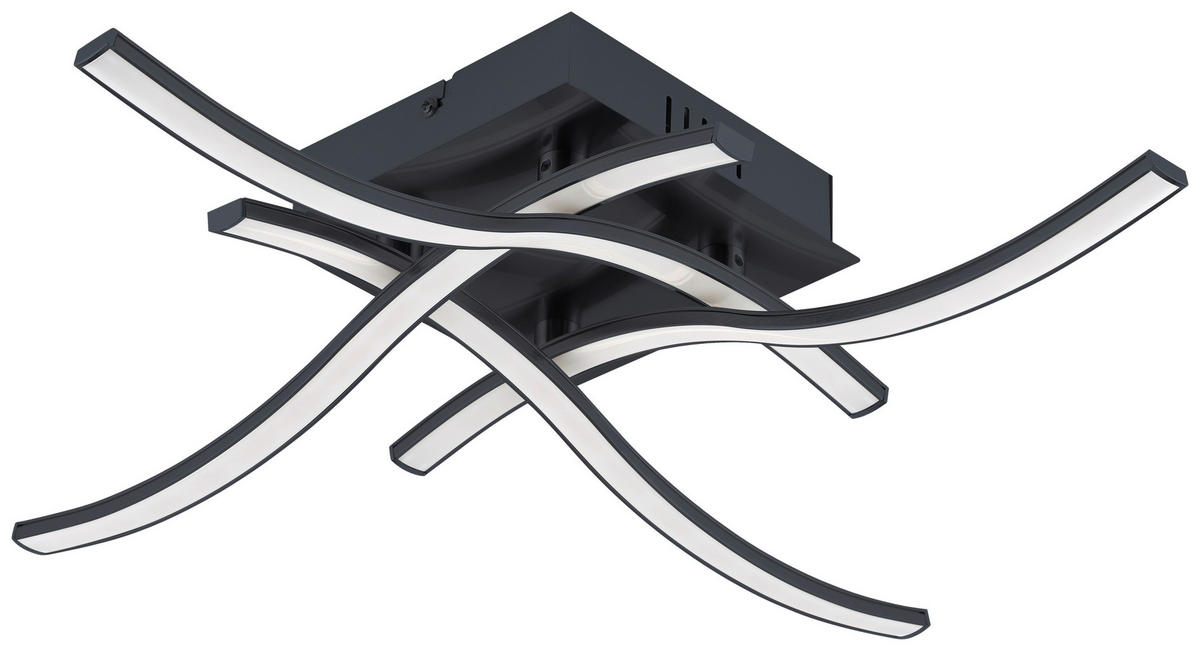 LED-DECKENLEUCHTE 47,5/47,5/9,5 cm   - Opal/Schwarz, KONVENTIONELL, Kunststoff/Metall (47,5/47,5/9,5cm) - Novel