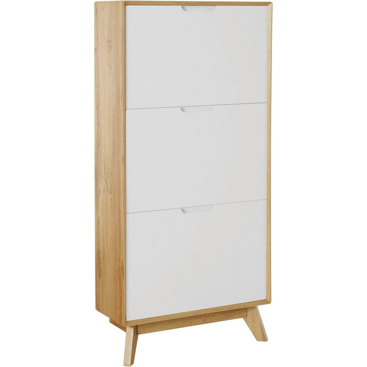 SCHUHSCHRANK Weiß, Eiche Wotan  - Eiche Wotan/Weiß, Design, Holzwerkstoff (60/125/24cm) - Livetastic